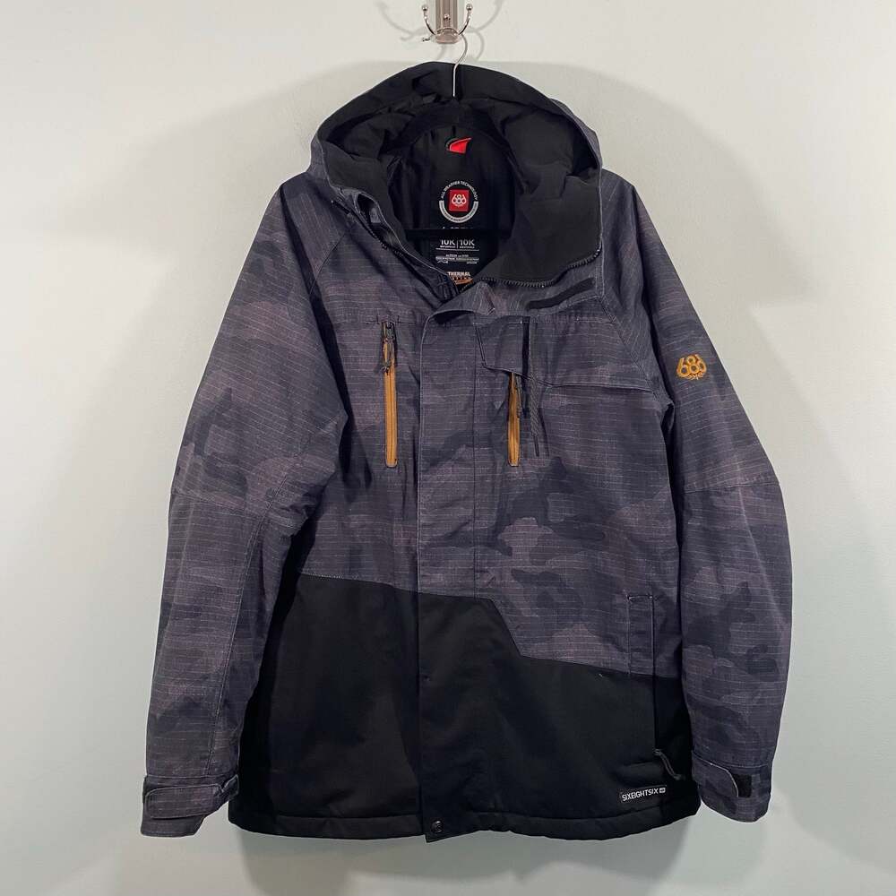 686 Men Charcoal Camo & Black Colorblock inifiDRY 10K Geo Insulated Jacket Sz M